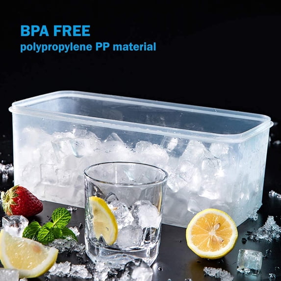 Cowin Silicone Ice Cube Tray with Lid, 4-Piece Mold for Big Ice Balls & Square Cubes, Blue
