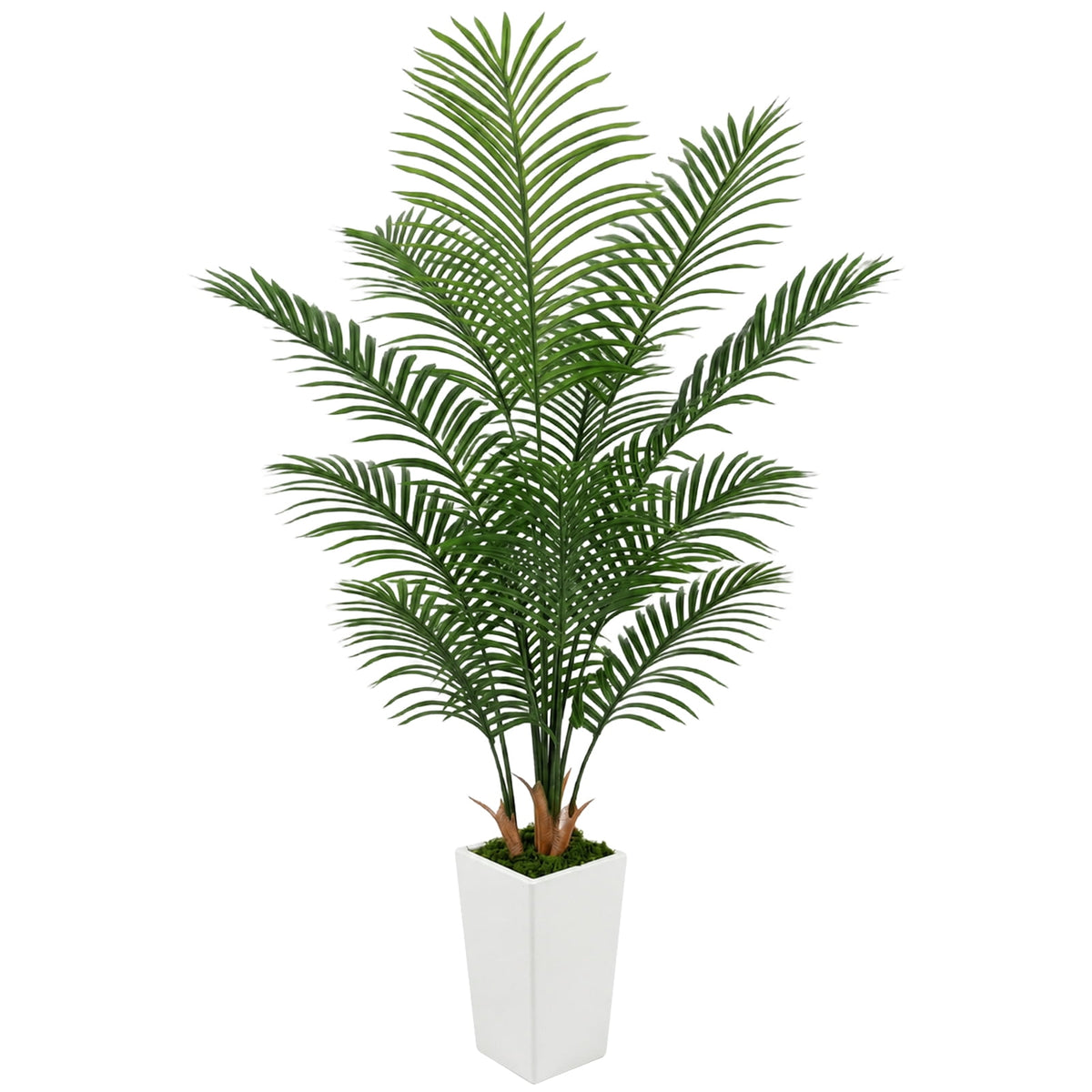 Cowin 6FT Artificial Palm Tree, Fake Tree with White Tall Planter, Faux Tropical Areca Floor Plant in Pot