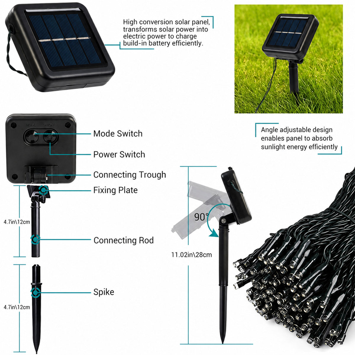 2 Pack 200 Christmas LED Solar String Lights for Outside, 75ft 8 Modes Solar Christmas Lights