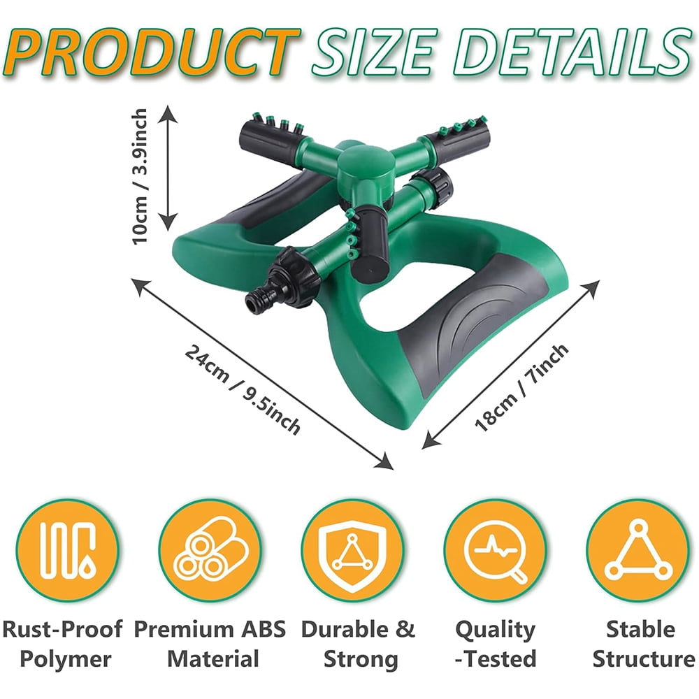 Sprinkler for Yard, Adjustable Rotating Water Sprinkler, Lawn and Yard Sprinklers, Green