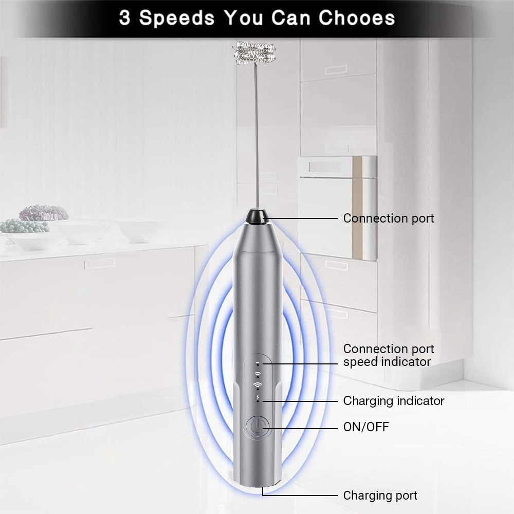 Cowin Milk Frother Wand Drink Mixer - Handheld Milk Frother Electric Whisk - Easy-Clean Stainless Steel Frother Wand & Mini Blender - Electric Coffee Frother for Milk Coffee Lattes