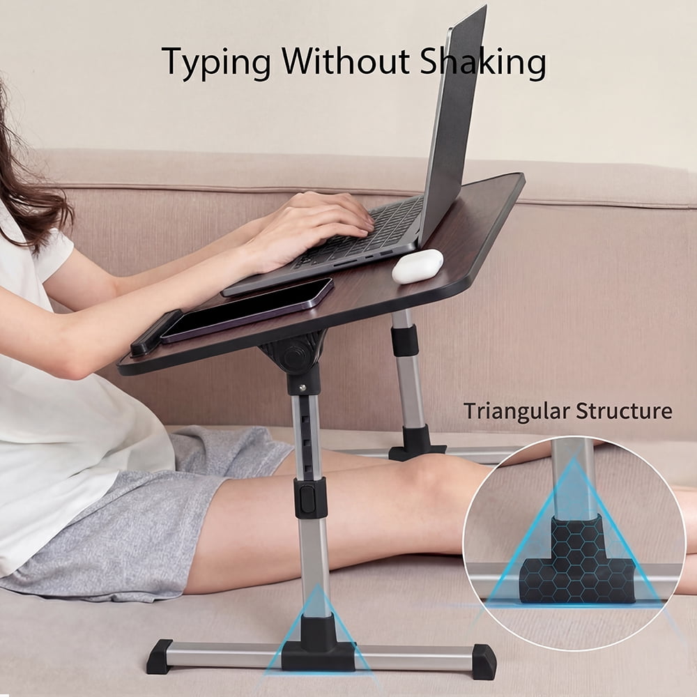 COWIN Laptop Desk Table, Adjustable Laptop Stand, Foldable Lap Desks ,Enlarged 23.62×13.4 in (Walnut)