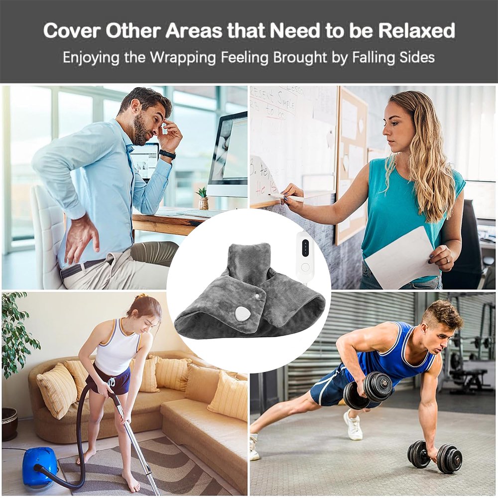 Cowin Electric Heat Pad for Neck and Shoulders, Heating Pad with 4 Heat Settings & Auto Shut Off, Machine Washable Heating Pad, Gifts for Family, Gray