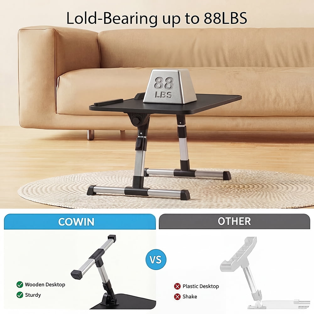 COWIN Laptop Desk Table, Adjustable Laptop Stand, Foldable Lap Desks ,Enlarged 23.62×13.4 in (Black)