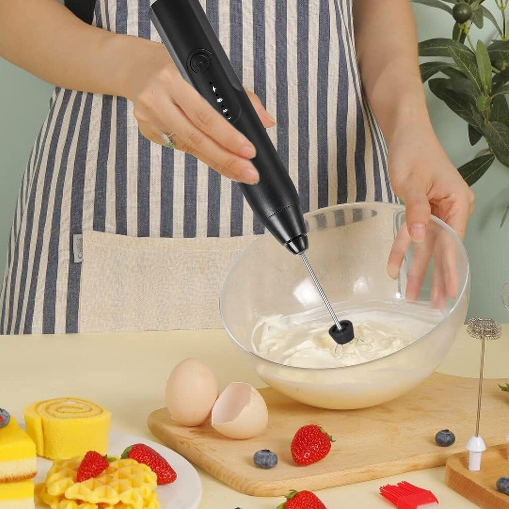 Cowin Milk Frother Wand Drink Mixer - Handheld Milk Frother Electric Whisk - Easy-Clean Stainless Steel Frother Wand & Mini Blender - Electric Coffee Frother for Milk Coffee Lattes