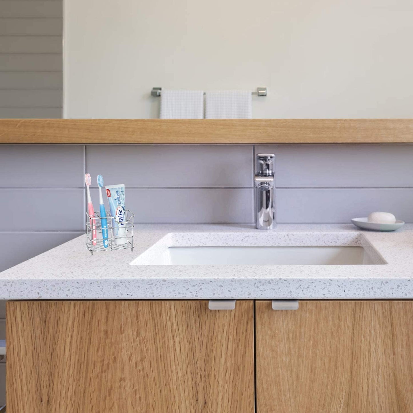 Stainless Steel Bathroom Toothbrush Holder Toothpaste Holder
