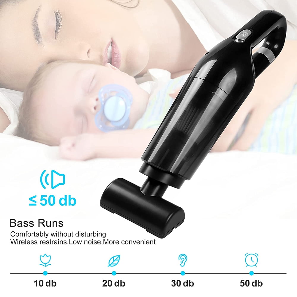 Portable Car Vacuum Cleaner, 120W Car Vacuum Cleaners Cordless, Handheld Vacuum for Quick Cleaning, Hand Held Vacuuming Cordless Rechargeable for Car Home and Office, Black