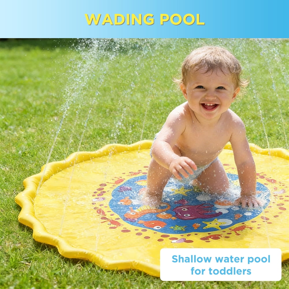 Splash Pad for Toddlers, Outdoor Sprinkler for Kids, 67" Summer Water Toys Inflatable Wading Baby Pool for Girls Boys Pets Dog, Yellow