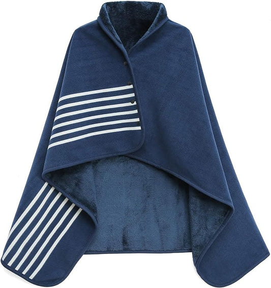 Wearable Blanket, Comfy Poncho Throw with Buttons, Plush Sleeveless Blankets