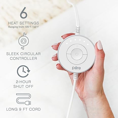 Back & Neck Luxury Heating Pad for Pain Relief, Patented Design, Soft Faux Fur & Micromink, 6 Heat Settings, Machine Washable, Universal Fit, 31.5” x 24” (Golden Sands)