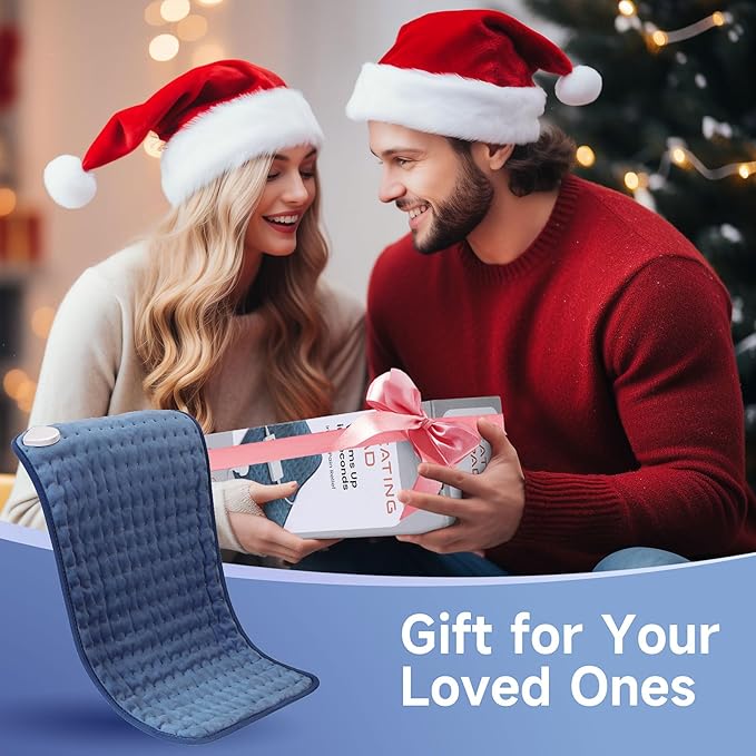 Heating Pads for Back Neck Shoulder Pain, Electric Heating Pad Auto Shut Off, Fast Heat, Large Heating Pad Christmas Gifts for Women Men, Birthday Gifts for Mom Dad (Blue)