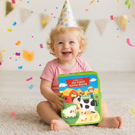 Cowin Busy Board Farm Busy Book Developing Sensory Board Montessori Toys for Toddler Travel Toys Green