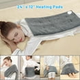 12" x 24" Heating Pad for Back Neck and Shoulder Pain Relief with 3 Heat Settings, Auto Shut Off, Machine Washable, Grey