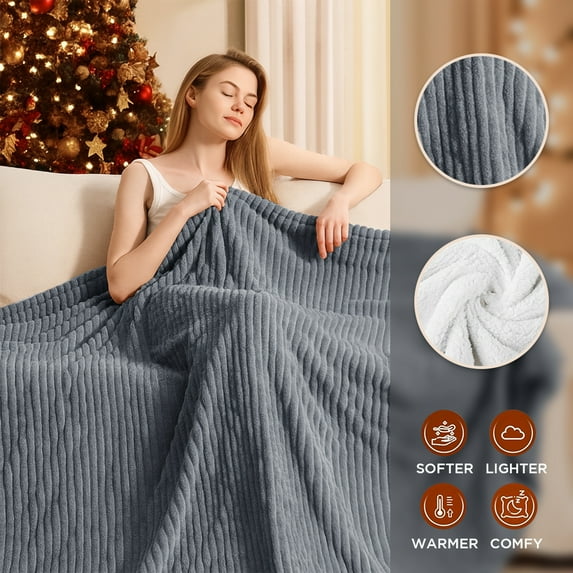 COWIN Electric Blanket Full Size, Brushed Flannel+Cotton Fleece, 10 Heating Levels and 1-8 Hour Automatic Shutdown, Machine Washable, Gray, 72 "x 84"