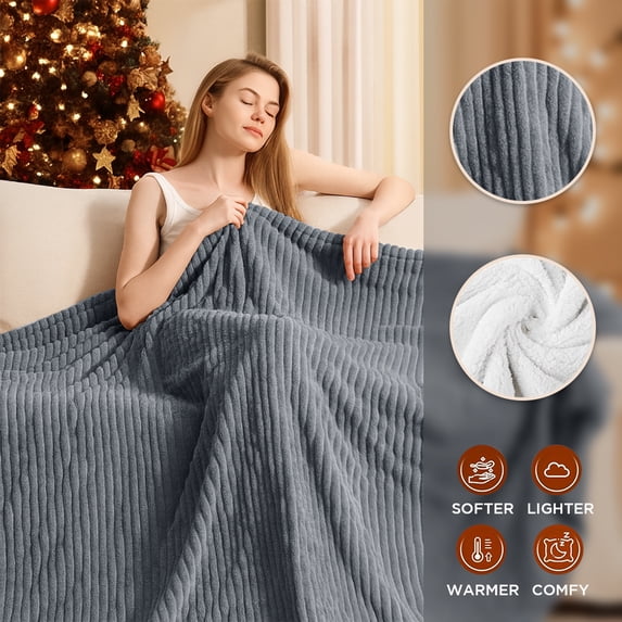 Cowin Electric Blanket Full Size, Brushed Flannel+Shu velveteen, 10 Heating Levels and 1-8 Hour Automatic Shutdown, Machine Washable, Gray, 72 "x 84"