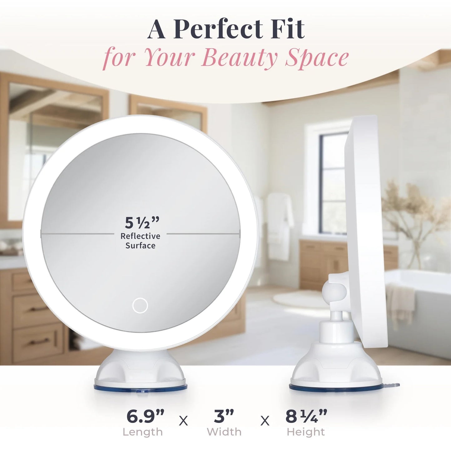 COWIN 10x Magnifying Lighted Makeup Mirror with 360° Rotation, Touch Sensor Control, Natural Daylight LED Light, Powerful Locking Suction Cup