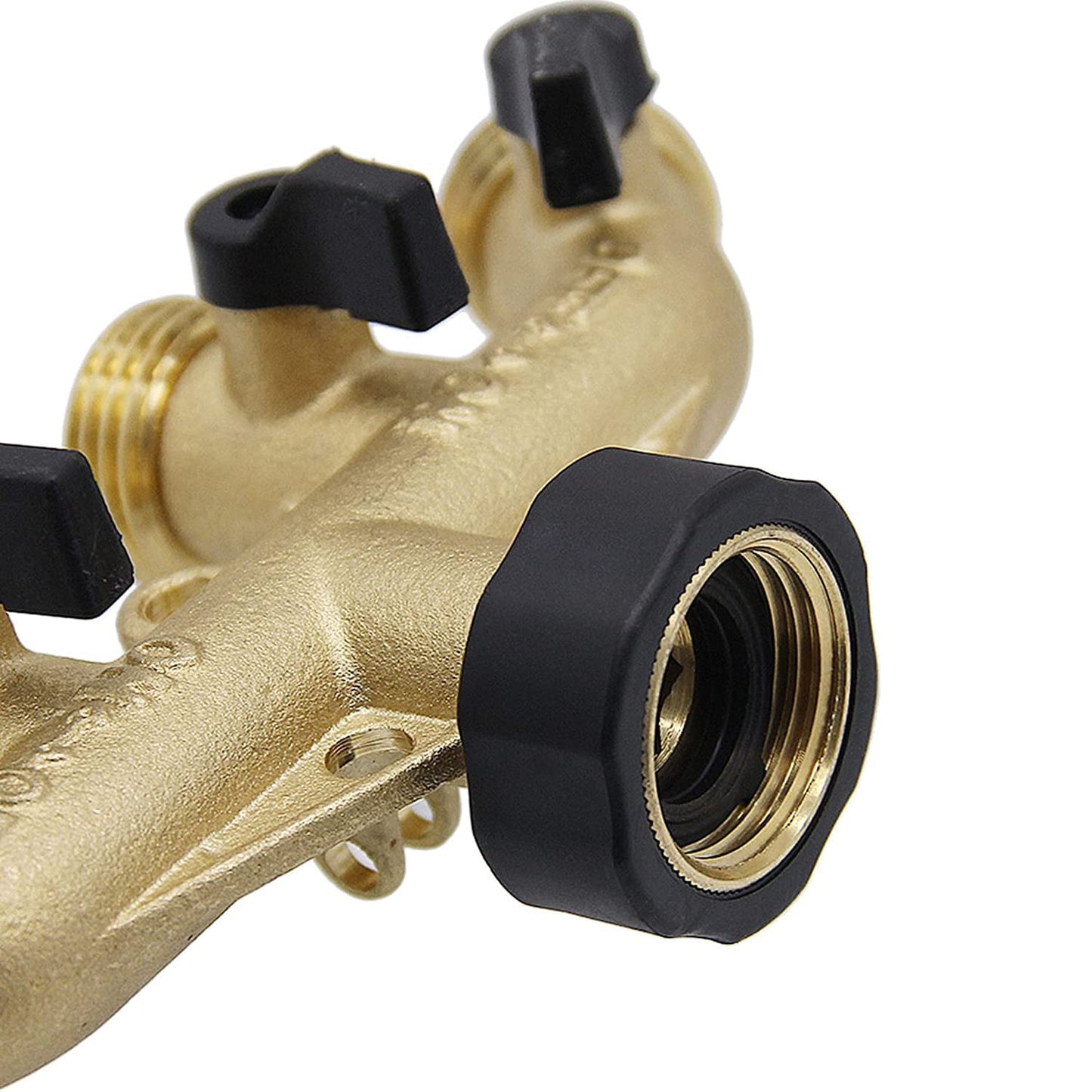 4 Way Brass Hose Splitter Aedavey Solid Brass Hose Connector 3/4" Hose Spigot Adapter Garden Hose Faucet Manifold with 4 Valves