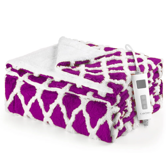 Heated Blanket Electric Throw 50''X60''-with 6 Heating Levels , ETL Certified Machine Washable (Purple)