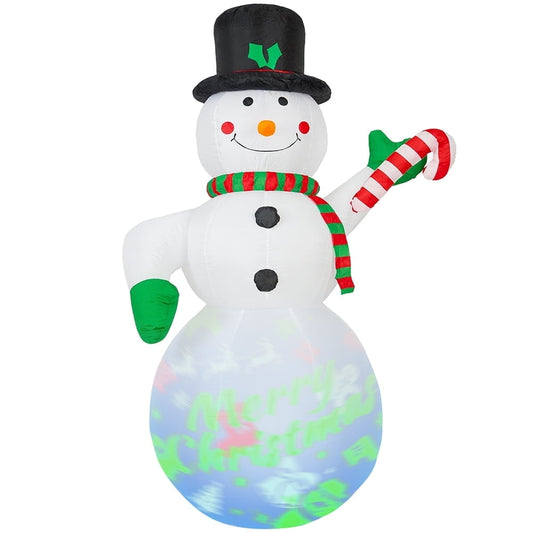 7Ft Christmas Inflatables Snowman, Blow Up Snowman, Built-in Rotating Colorful Projector LED Lights Yard Decor for Party Indoor Garden Lawn Xmas