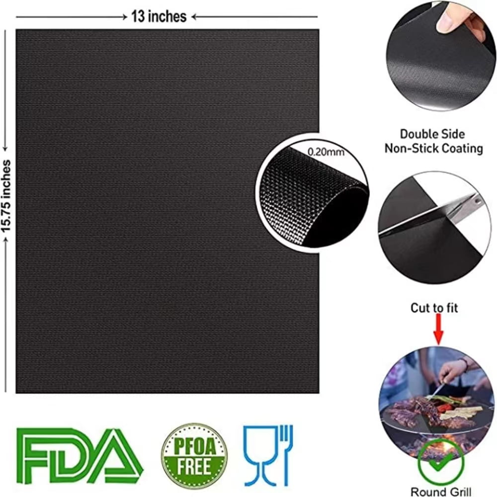 Aedavey BBQ Grill Mat Set of 5 Baking Mats Resuable Non-Stick Works on Electric Grill Gas Charcoal BBQ 15.75 x 13 inch