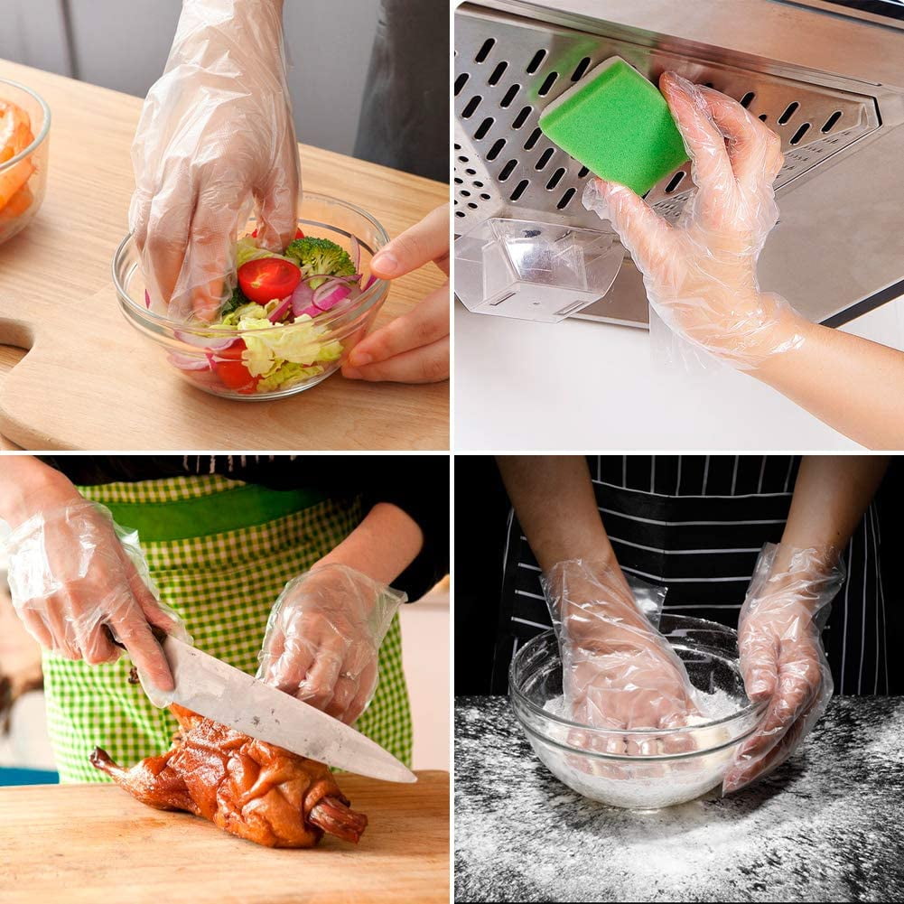 1000Pcs Disposable Transparent Barbecue Gloves Work for Food Service Gloves,Cooking, Cleaning, Hair Coloring, Painting, BBQ, Food Handling