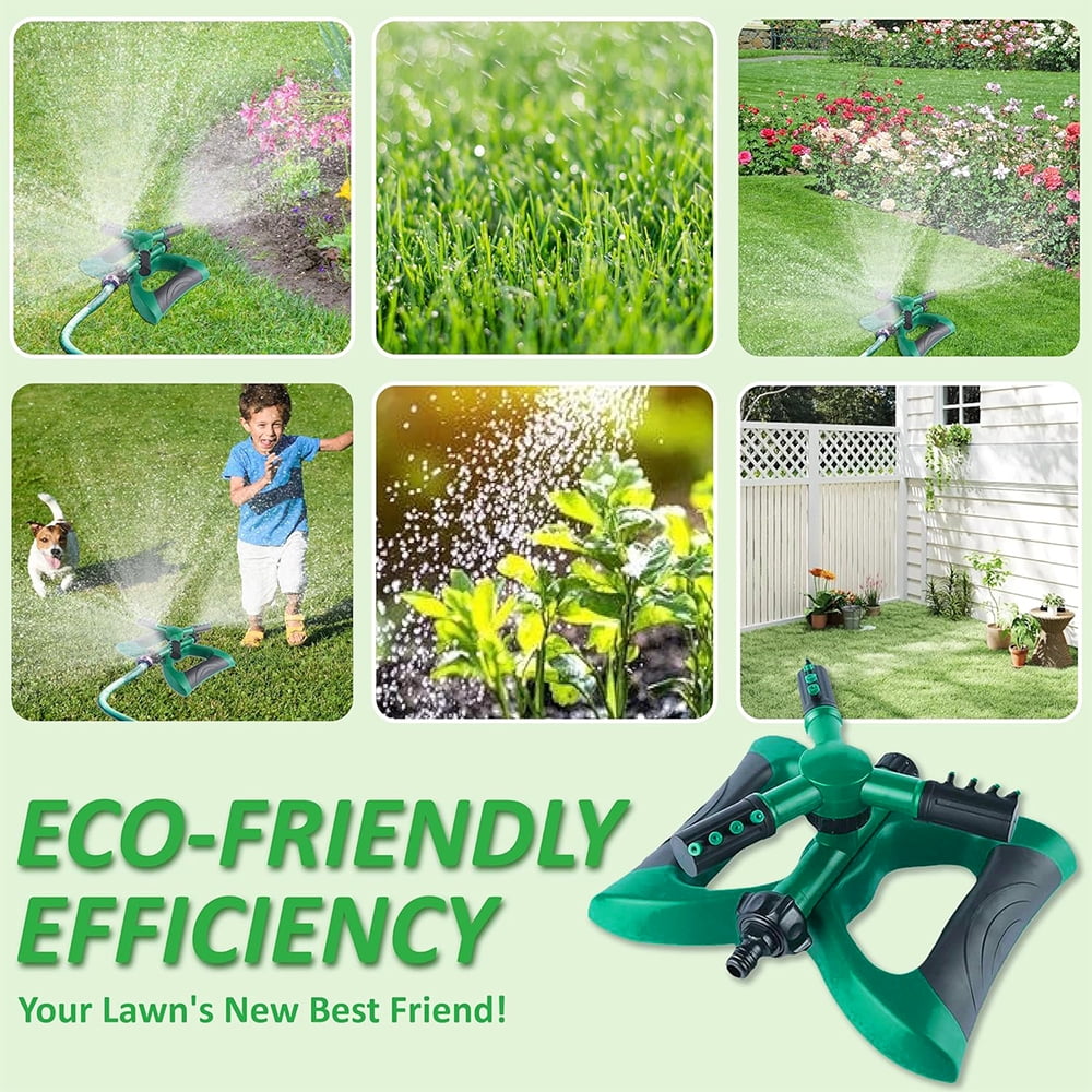 Sprinkler for Yard, Adjustable Rotating Water Sprinkler, Lawn and Yard Sprinklers, Green