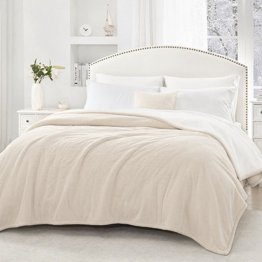 COWIN Electric Blanket King Size,Flannel and Soft Cotton Fleece Heated Blanket with 10 Heating Levels & 1-8 Hours Auto Shut Off, Machine Washable, Beige, 100" x 90"