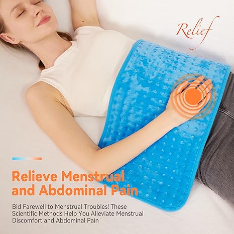 Heating Pad for Back,Neck- 6 Heat Settings,Auto Shut Off for Electric Heating Pad,Machine Washable,Gifts for Women,Blue,12" x 24"