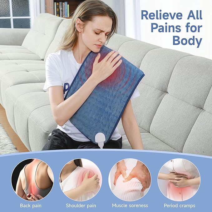 Heating Pads for Back Neck Shoulder Pain, Electric Heating Pad Auto Shut Off, Fast Heat, Large Heating Pad Christmas Gifts for Women Men, Birthday Gifts for Mom Dad (Blue)