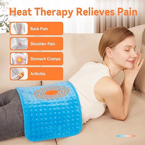 Heating Pad for Back,Neck- 6 Heat Settings,Auto Shut Off for Electric Heating Pad,Machine Washable,Gifts for Women,Blue,12" x 24"