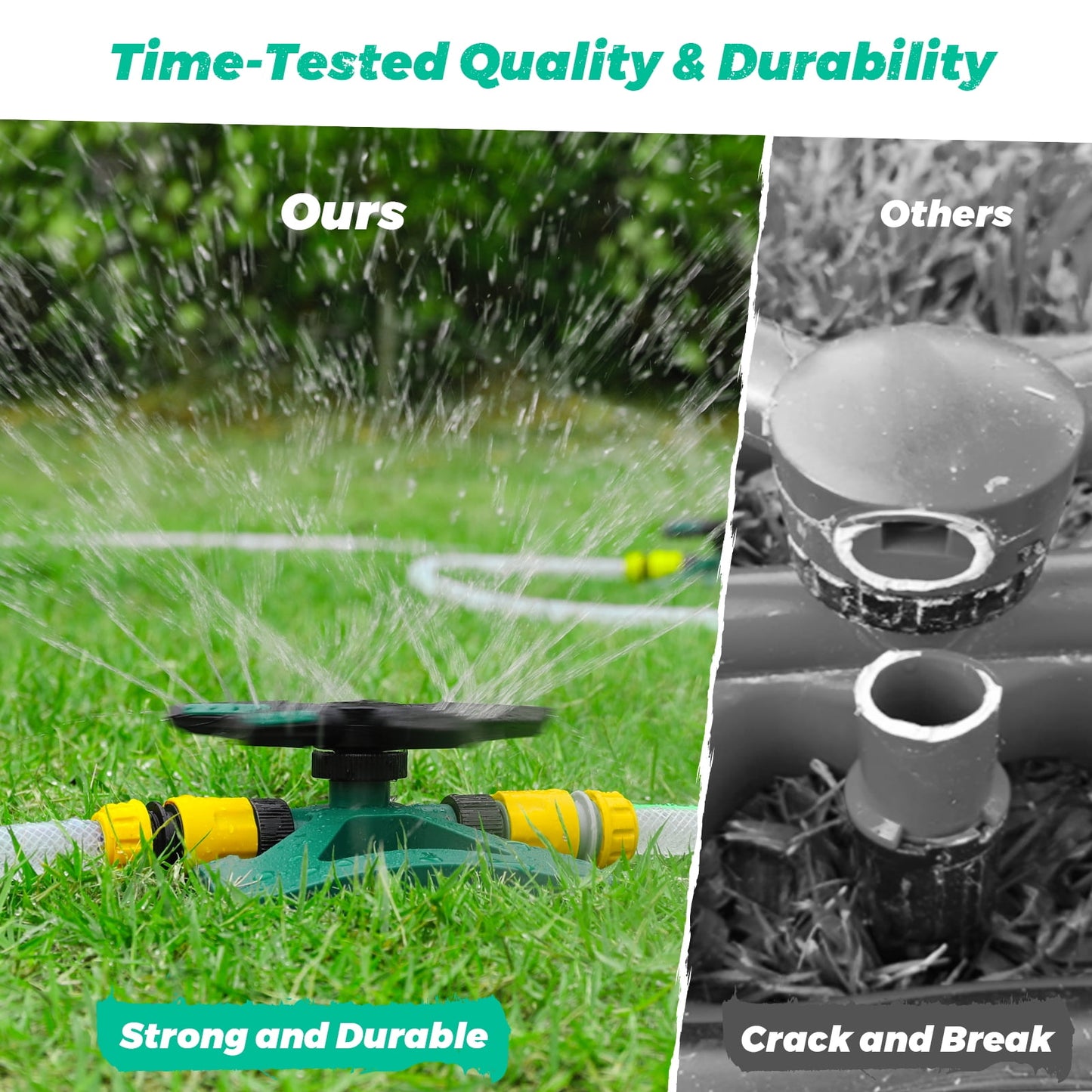 Sprinklers for Yard, Large Coverage Area, 5 Arms, 20 Nozzles, Household Automatic Irrigation System for Plants