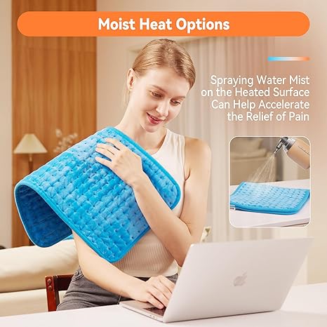 Heating Pad for Back,Neck- 6 Heat Settings,Auto Shut Off for Electric Heating Pad,Machine Washable,Gifts for Women,Blue,12" x 24"