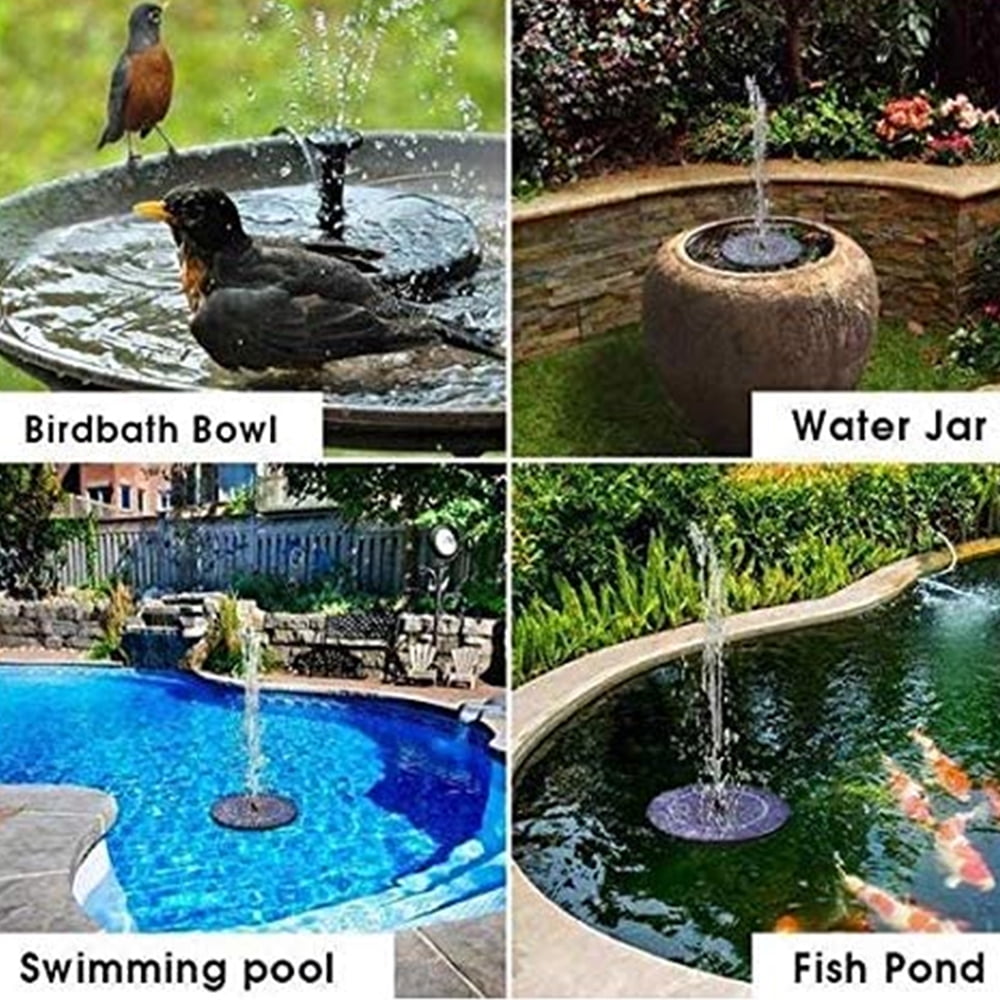 Cowin Solar Bird Bath Fountain Pump, Solar Fountain with 4 Nozzle, Free Standing Floating Solar Powered Water Fountain Pump for Bird Bath, Garden, Pond, Pool, Outdoor