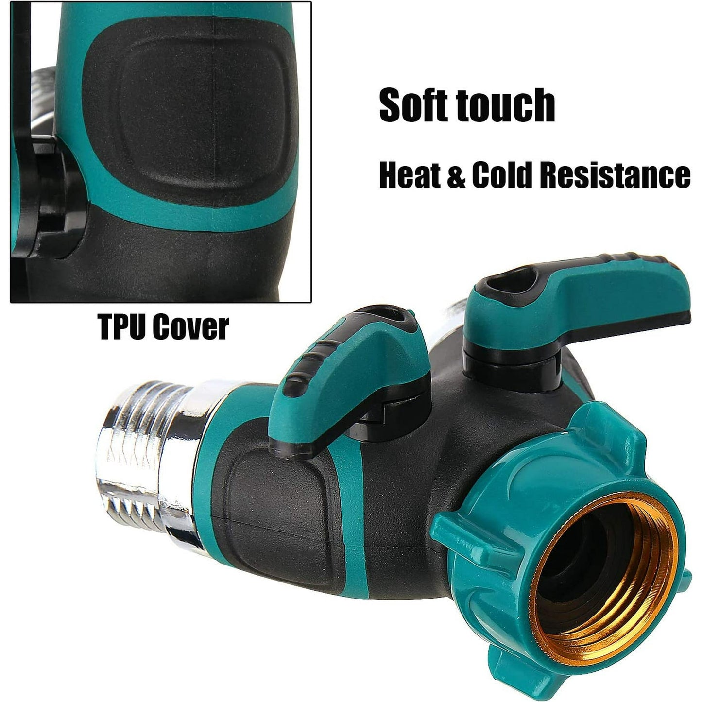 Aedavey 2 Way Hose Splitter, 2 Way Water Splitter Heavy Duty, Garden Faucet, Faucet Splitter, Hose and Splitter, Garden Hose and Splitter, Hose Bib Splitter, with Shut off Valve