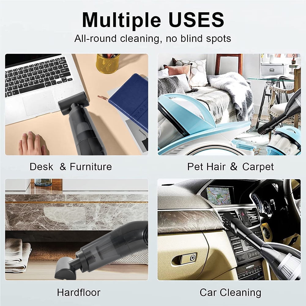 Portable Car Vacuum Cleaner, 120W Car Vacuum Cleaners Cordless, Handheld Vacuum for Quick Cleaning, Hand Held Vacuuming Cordless Rechargeable for Car Home and Office, Black