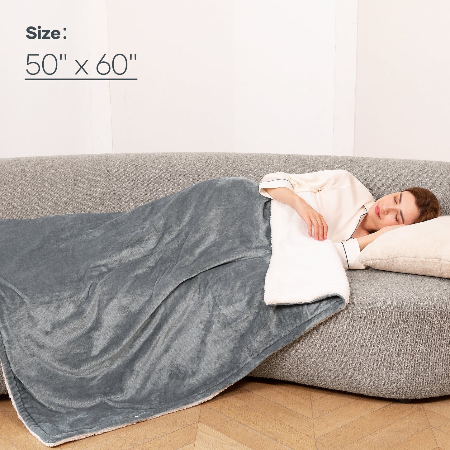 COWIN Electric Blanket, Brushed Flannel+Cotton Fleece, 10 Heating Levels and 1-8 Hour Automatic Shutdown, Machine Washable, Gray, 72 "x 84"