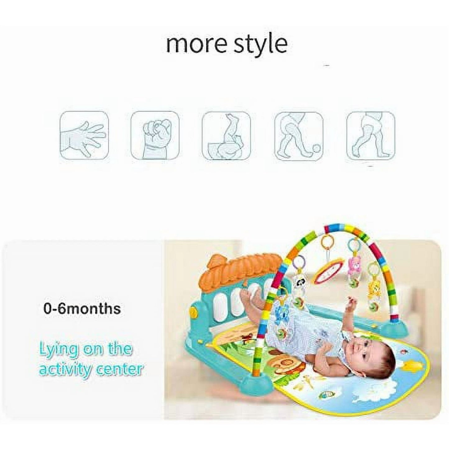 Baby Play Mat for Infant with Music and Mirror, Newborn Piano Activity Center Toys Gym Floor Playmat for Boys Girls