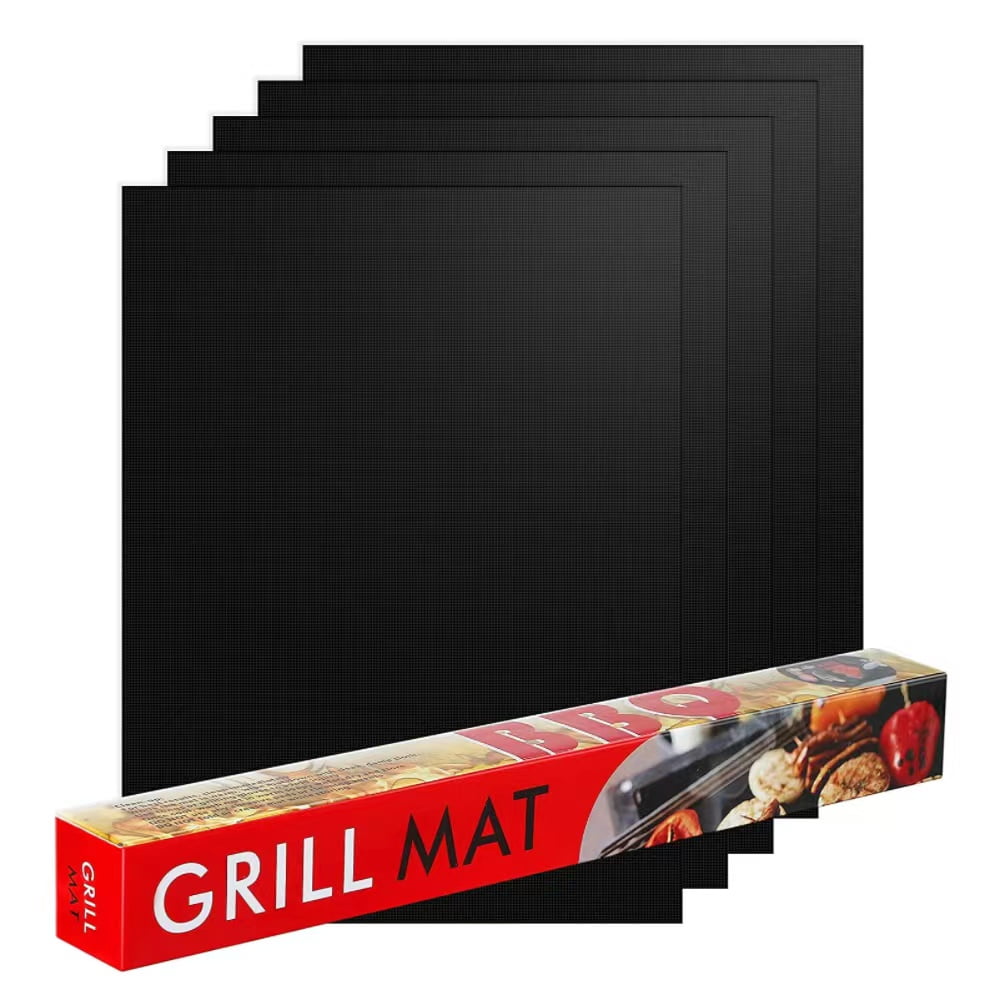 Aedavey BBQ Grill Mat Set of 5 Baking Mats Resuable Non-Stick Works on Electric Grill Gas Charcoal BBQ 15.75 x 13 inch