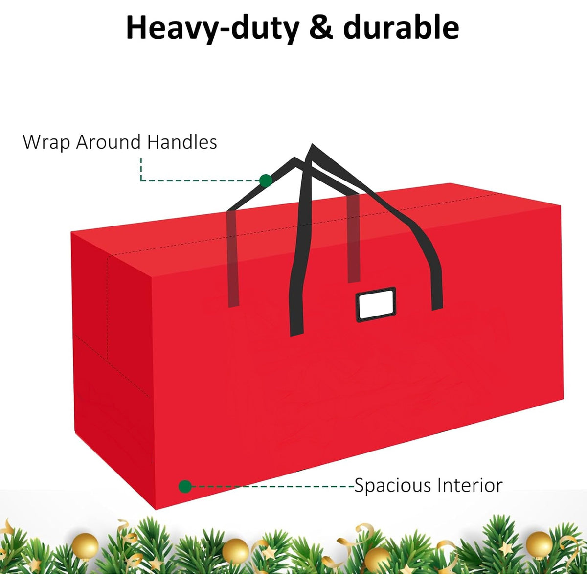 Cowin 7.5 ft Waterproof Christmas Tree Storage Bag, Heavy Duty Extra Large Artificial Christmas Tree Bag, Red