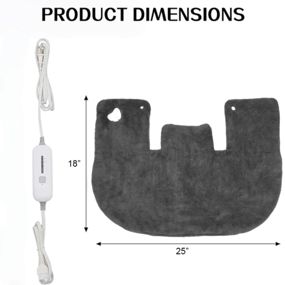 18" x 25"Heating Pad for Neck and Shoulders, Heat Pad for Pain Relief, 3 Heat Settings, Auto-Off, Gifts for Women Men,Grey