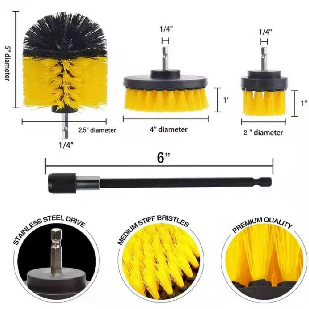 Drill brush Power Scrubber Bathroom Cleaning Kit, with Pad Sponge and Extend Attachment, 12 Pieces Drill Brush Attachment Set, for Cleaning - Bathroom, Kitchen