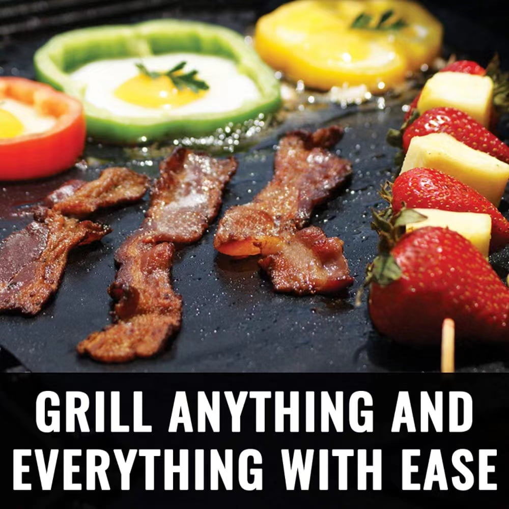 Aedavey BBQ Grill Mat Set of 5 Baking Mats Resuable Non-Stick Works on Electric Grill Gas Charcoal BBQ 15.75 x 13 inch