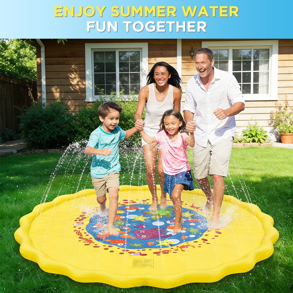 Splash Pad for Toddlers, Outdoor Sprinkler for Kids, 67" Summer Water Toys Inflatable Wading Baby Pool for Girls Boys Pets Dog, Yellow