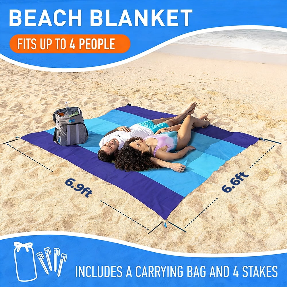 Beach Blanket 79" X 83" Lightweight Waterproof Sandproof Beach Mat Quick Drying Picnic Mat