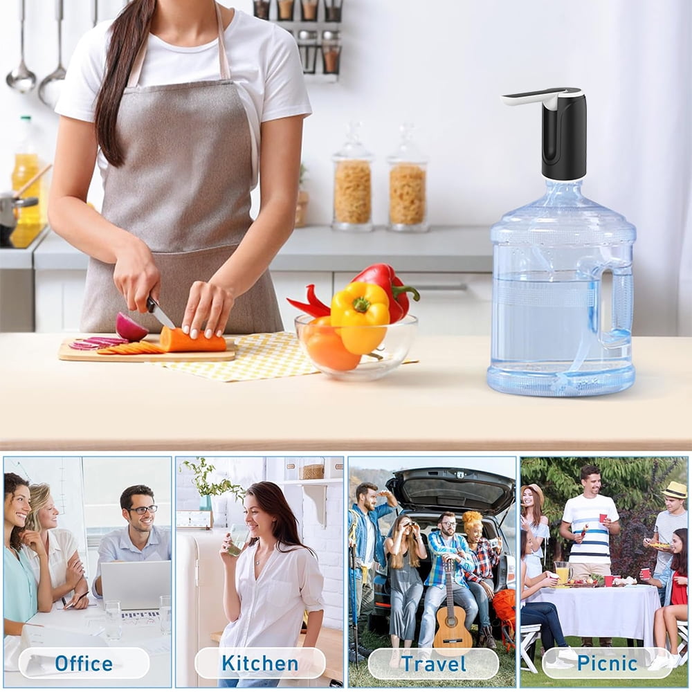 Cowin Water Bottle Dispenser Portable Electric Water Bottle Pump, for Universal 5 Gallon Bottle, for Home Kitchen Office Outdoor Use, Black