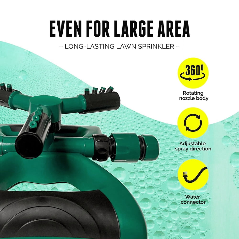 Sprinkler for Yard, Adjustable Rotating Water Sprinkler, Lawn and Yard Sprinklers, Green