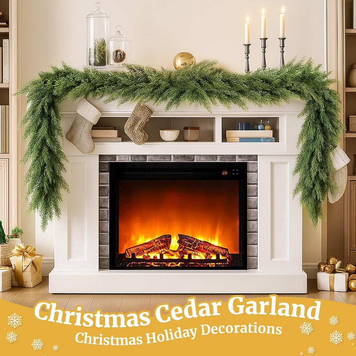 Cowin 6 ft Artificial Norfolk Pine Garland,Real Touch Christmas Greenery Garland Suitable for Table