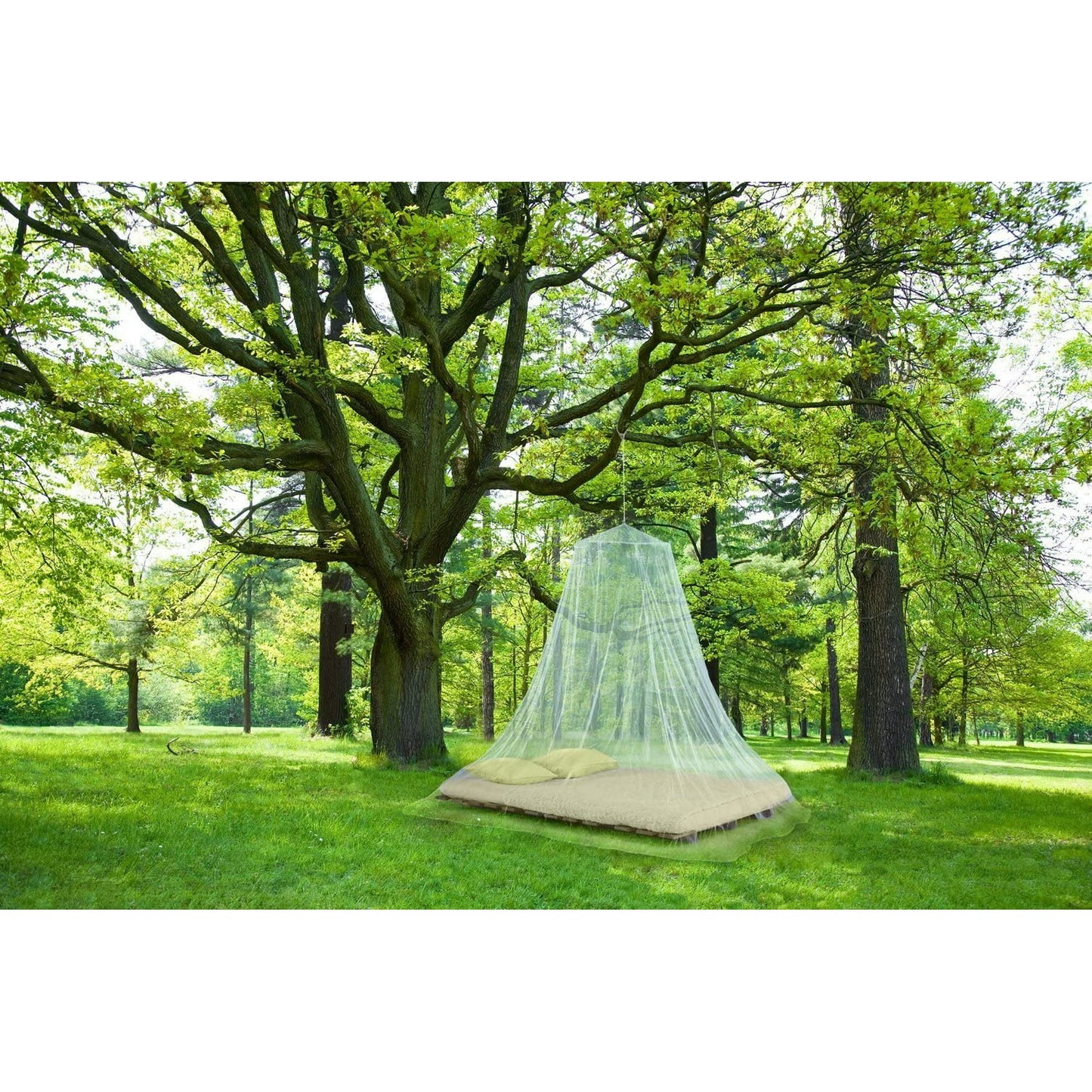 Cowin Universal Dome Mos-quito Mesh Net Easy Installation Hanging Bed Canopy Netting for Single to King Size Beds Hammocks Cribs(White)