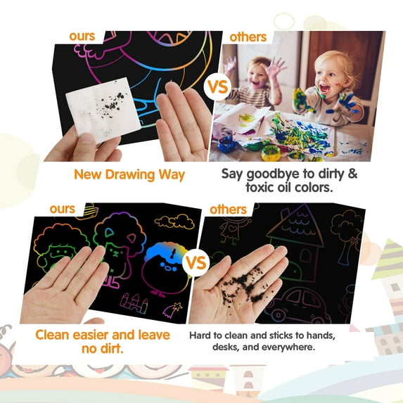 Scratch Paper Art for Kids, Rainbow Magic Scratch Art Craft Kit, 107 Piece