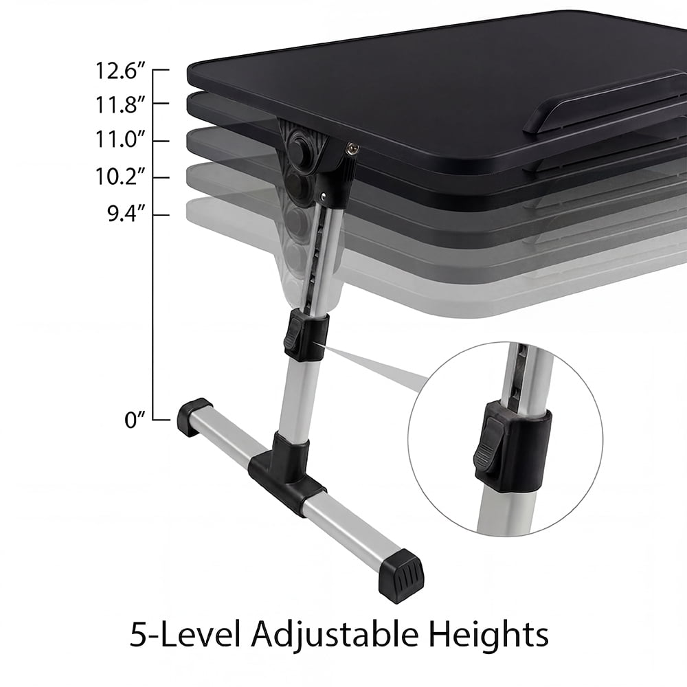 COWIN Laptop Desk Table, Adjustable Laptop Stand, Foldable Lap Desks ,Enlarged 23.62×13.4 in (Black)